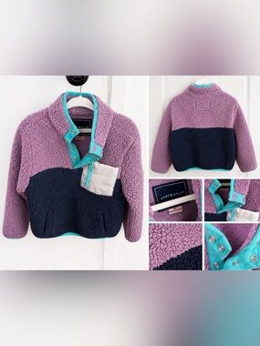 Andy & Evan Lavender, Navy and Aqua Sherpa Pullover